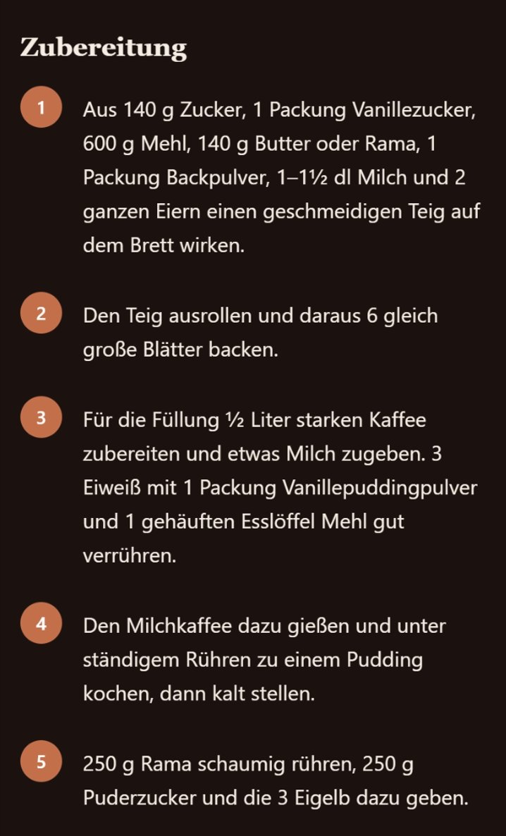 Zubereitung in einzelnen Schritten: Teig wirken, ausrollen und 6 Blätter backen