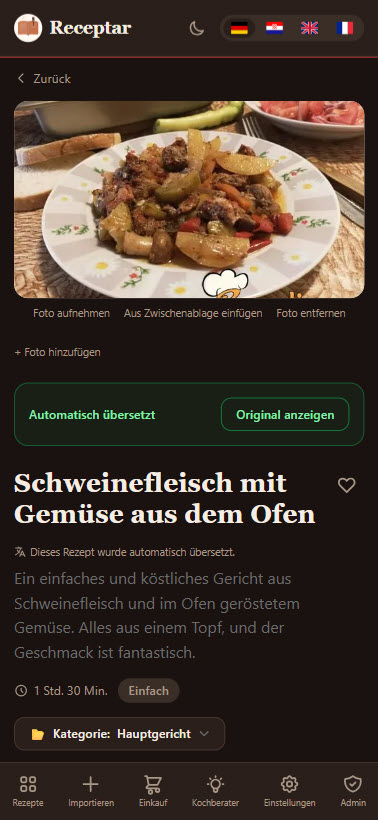 Dein Rezept auf Deutsch