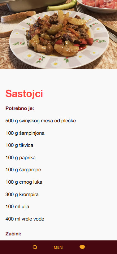 Kroatische Rezeptseite