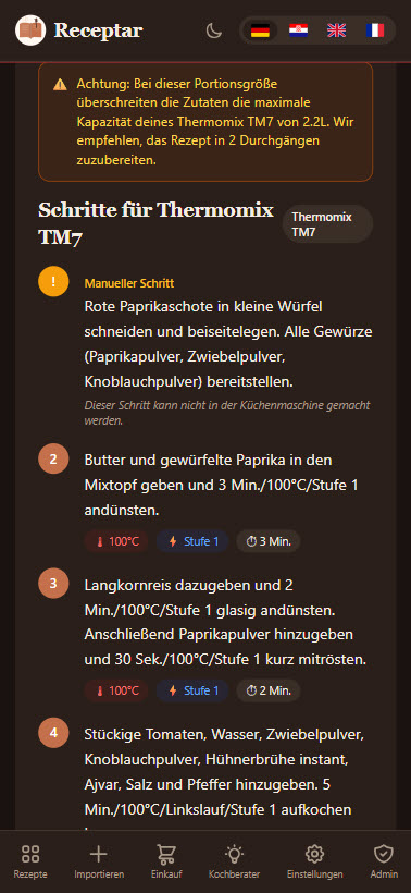 Rezept in Maschinenschritten